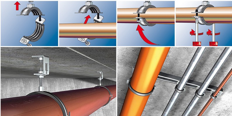 Abrazadera de tubo revestida de goma para soporte de tubería de plomería