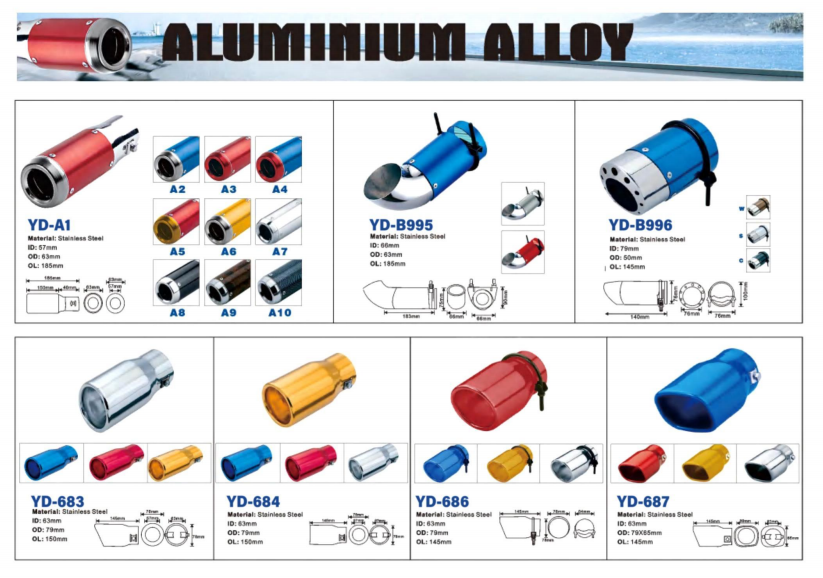 punta de escape de aleación de aluminio