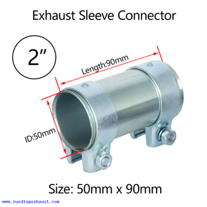 Conector de tubo de escape de 2 '51 mm x 90 mm Manga de servicio pesado Unión de tubo de abrazadera doble