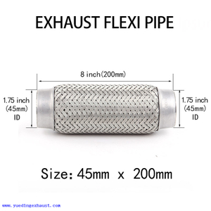 45 mm x 200 mm Soldadura en tubo de tubo Flexi de reparación de junta de escape de acero inoxidable