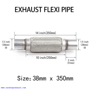 1.5' x 14' 38mm x 350mm Tubo de escape Flexi Reparación Junta flexible Acero dulce