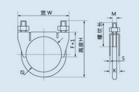 D Dibujo de dimensión estructural de la abrazadera de perno