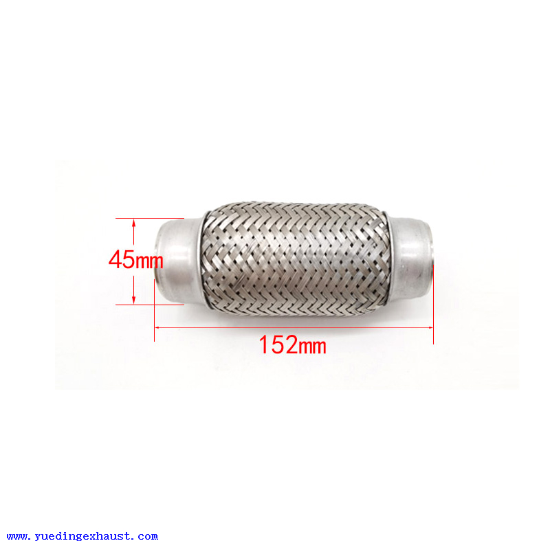 Conector flexible de doble trenza de acero inoxidable para tubo flexible de escape de coche de 45 x 152 mm