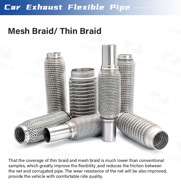 Mesh trenza trenza delgada de escape tubería flexible