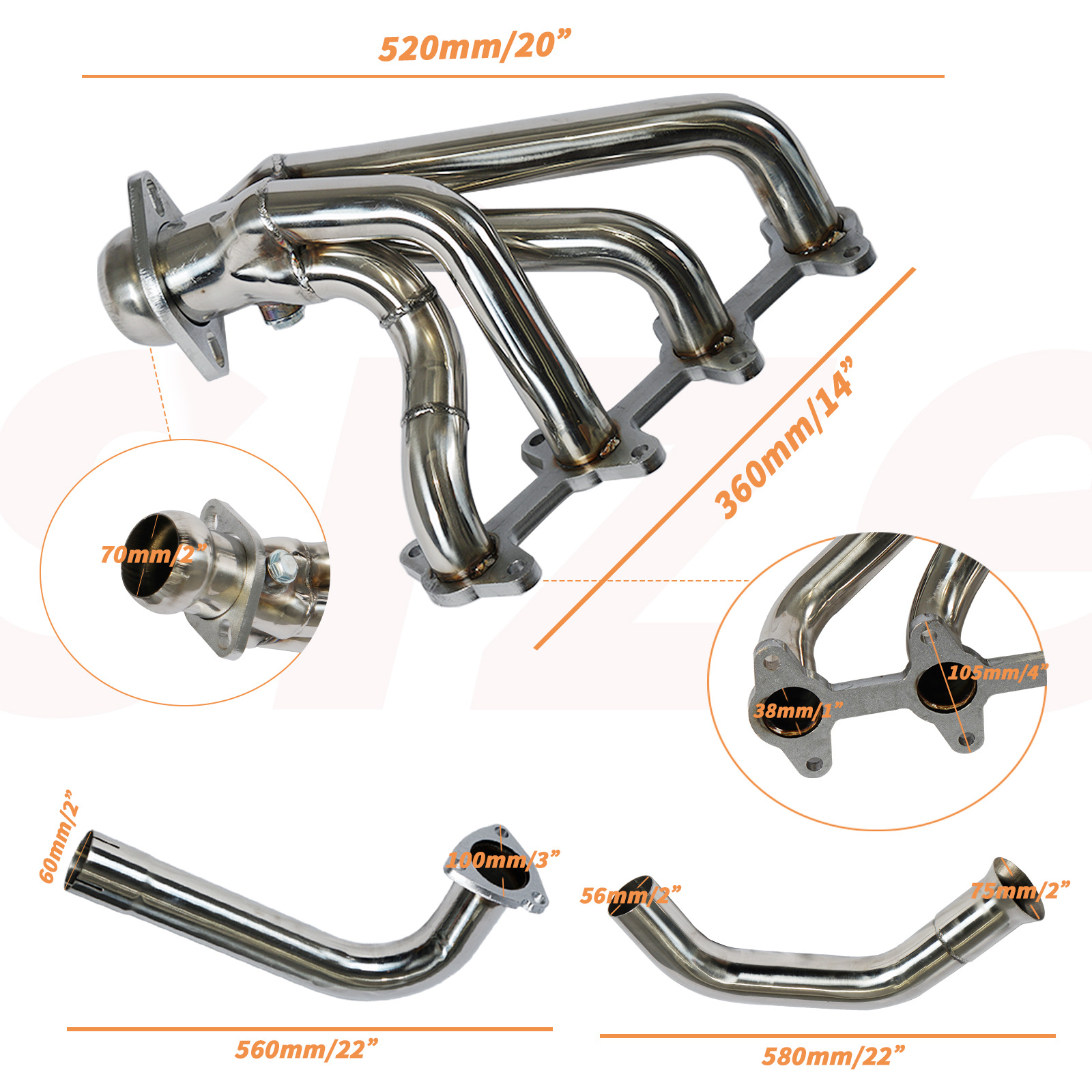 Múltiple de escape de rendimiento para GMC Sonoma 94-04